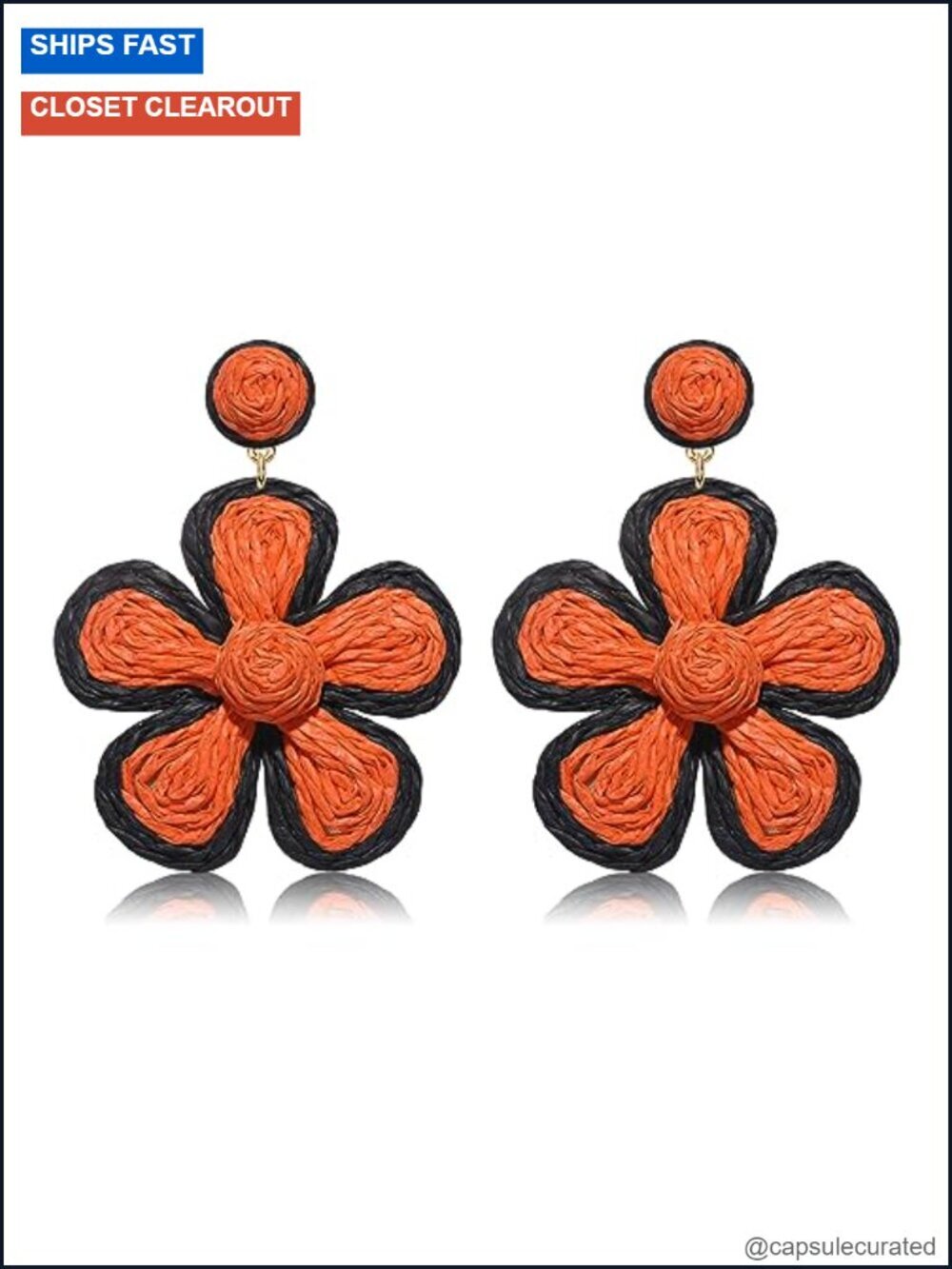 Boho Rattan Wrapped Flower Drop Dangle Earrings for Women